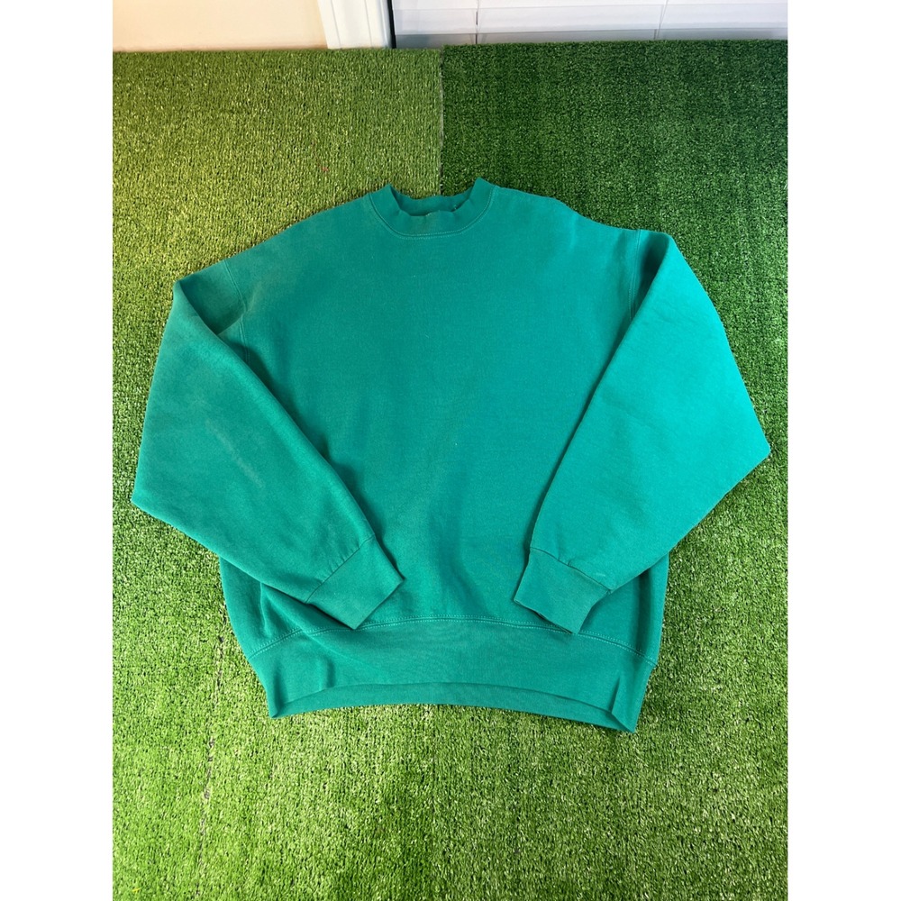 Vintage BVD Blank Teal Crewneck‎ Sweatshirt Mens Made In USA Long Sleeve LG